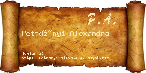 Petrányi Alexandra névjegykártya